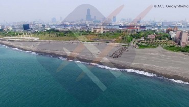 Alimentación de la playa en parque eólico Qijin, Kaohsiung, Taiwán