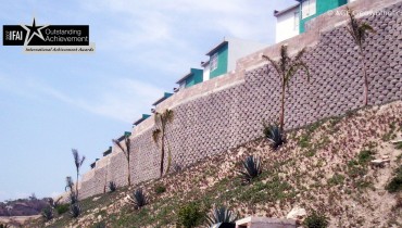 Construction du mur de soutènement MSE pour la sécurité résidentielle, Mexique