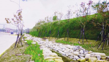 Mur de terre renforcé, parc scientifique central de Taiwan, Taichung, Taiwan