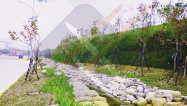 Mur de terre renforcé, parc scientifique central de Taiwan, Taichung, Taiwan