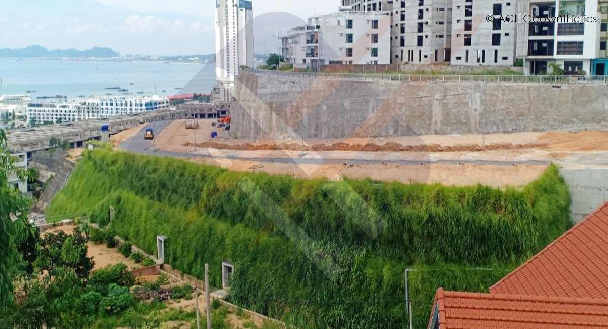 ACEGrid® Reinforced Embankment for a Road Widening Project in Cai Dam Geleximco Urban Area, Ha Long City, Vietnam