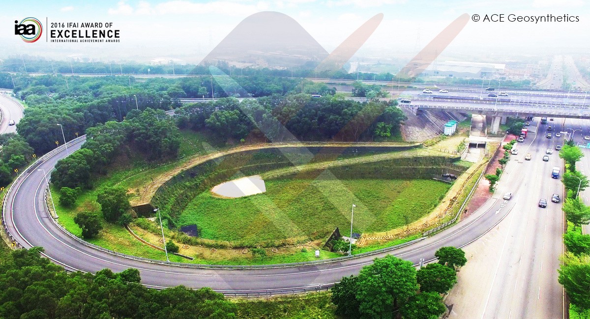 Geosynthetic Detention Basin at Shalu Interchange, Taiwan